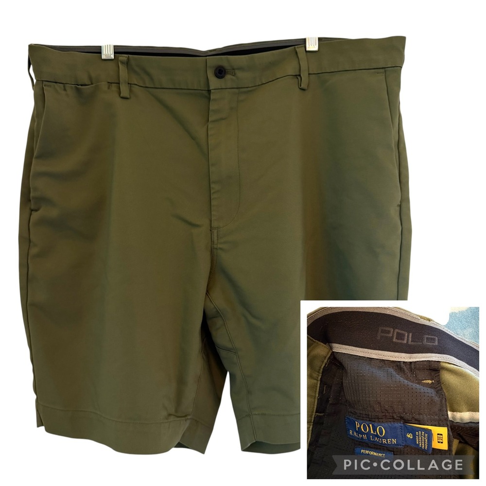Polo Ralph Lauren Slim Fit Stretch Dobby Shorts Mens Olive Green Golf  40 Fit 39